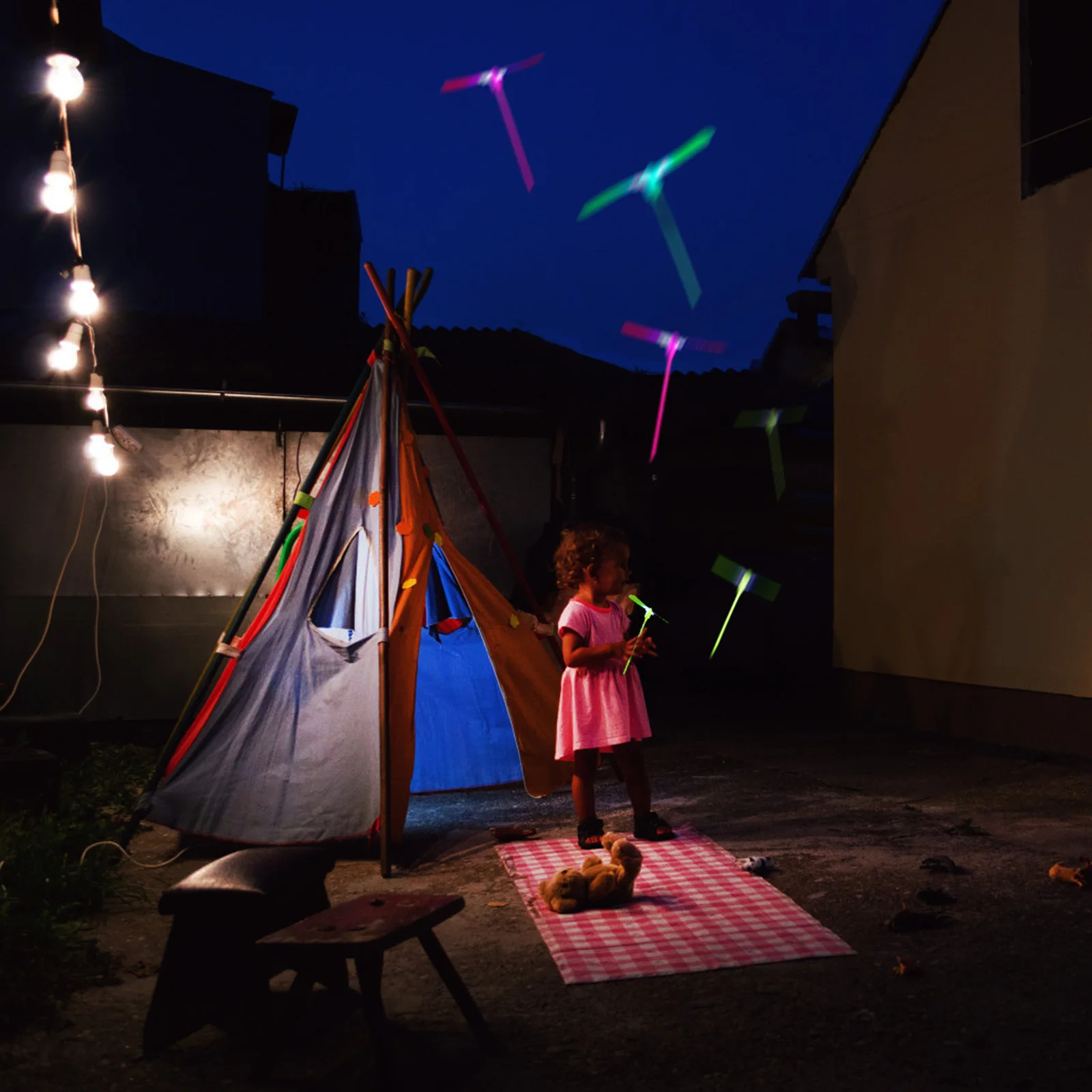 

24 Pcs Glowing Bamboo Dragonfly Flying Toys Kids Hand Gifts Shine Party Decorations Plastic Child