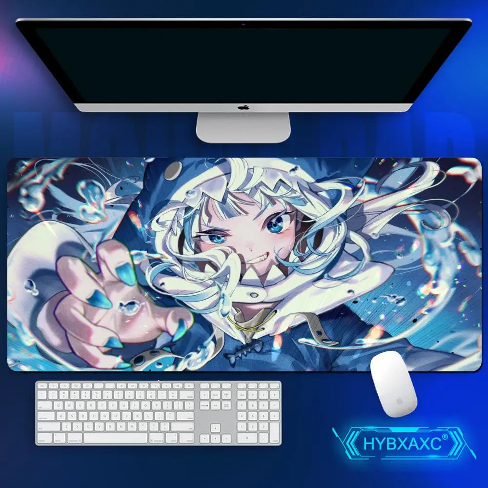 Gawr Gura Kawaii Mouse Pad Cute HD Rubber Desk Pad Extended Gaming Keyboard Mat Large 90x40cm XXL Gamer Big Mouse Pad HYBXAXC