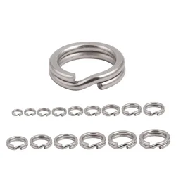 50pcs Split Ring Keyrings Strong Fishing Connectors Snap Rings Stainless Steel Key Chain Links Hooks
