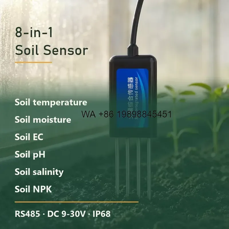 Wmwmnu Integrated Soil Testing Sensor for Farm and Garden Monitoring Modbus RTU Protocol pH EC NPK Detection Plug and Play