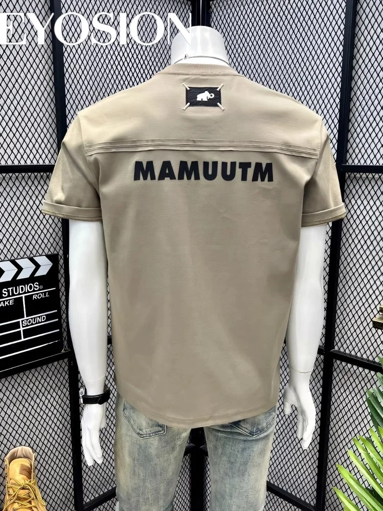 

2025 Summer New Men's Casual Slim Fit Letter Printed Short Sleeve High Quality Cotton Round Neck Loose Half Sleeve Shirt Tee Top