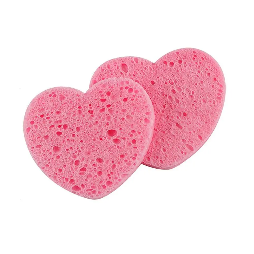 

10 Pieces Pink Cosmetic Puff 7mm Heart Shaped Makeup Remover Tool Natural Face Washing Cleansing Sponge Compressed Sponge Travel