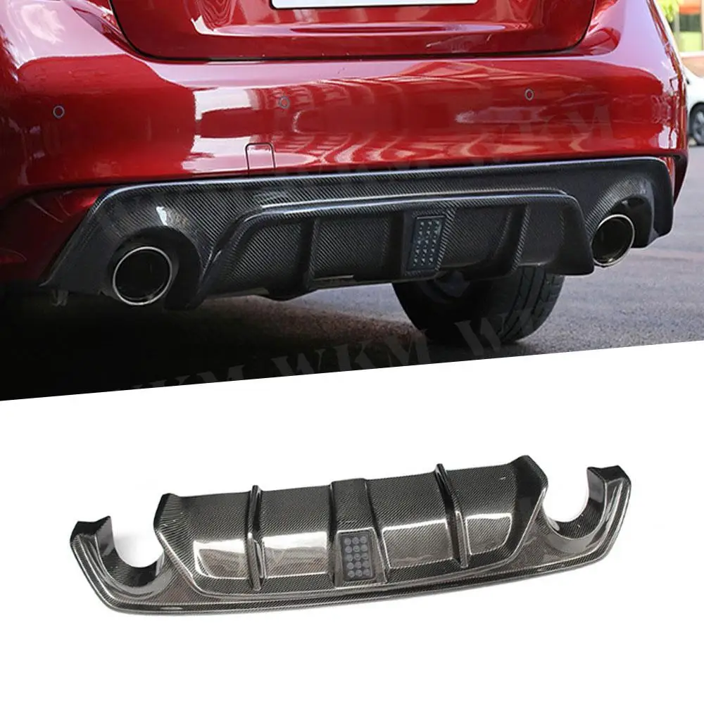 

Carbon Fiber Car Rear Bumper Diffuser lip Spoiler + Brake Light for Infiniti Q50 Sedan 4 Door 2018 2019 Car Bumper Lip Body Kit