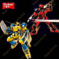 Sluban Mech Series Building Blocks Classic Superhero X Police Movie Model Men Robot Bricks Set Children's Toy Gifts