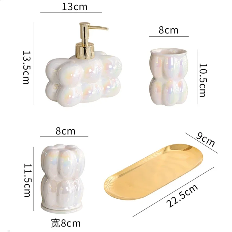 Creative Bathroom Decoration Clouds Gargle Cup Emulsion Bottled Washstand Ceramic Lotion Sub Bottling Shower Gel Shampoo Bottle