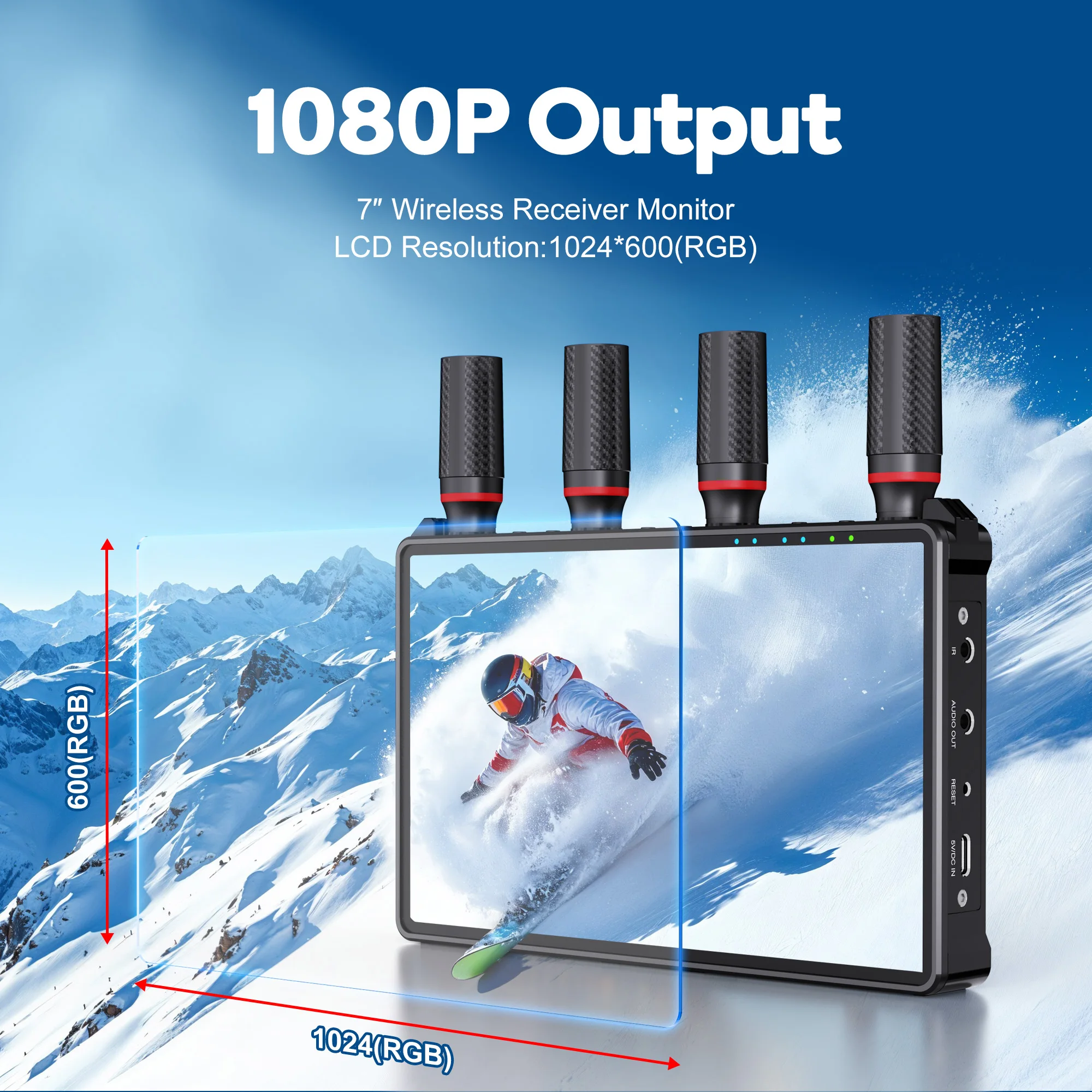 Wireless HDMI Video Transmission System Transmitter Receiver With 7'' LCD Screen Support IR for Streaming Laptop Projector to TV