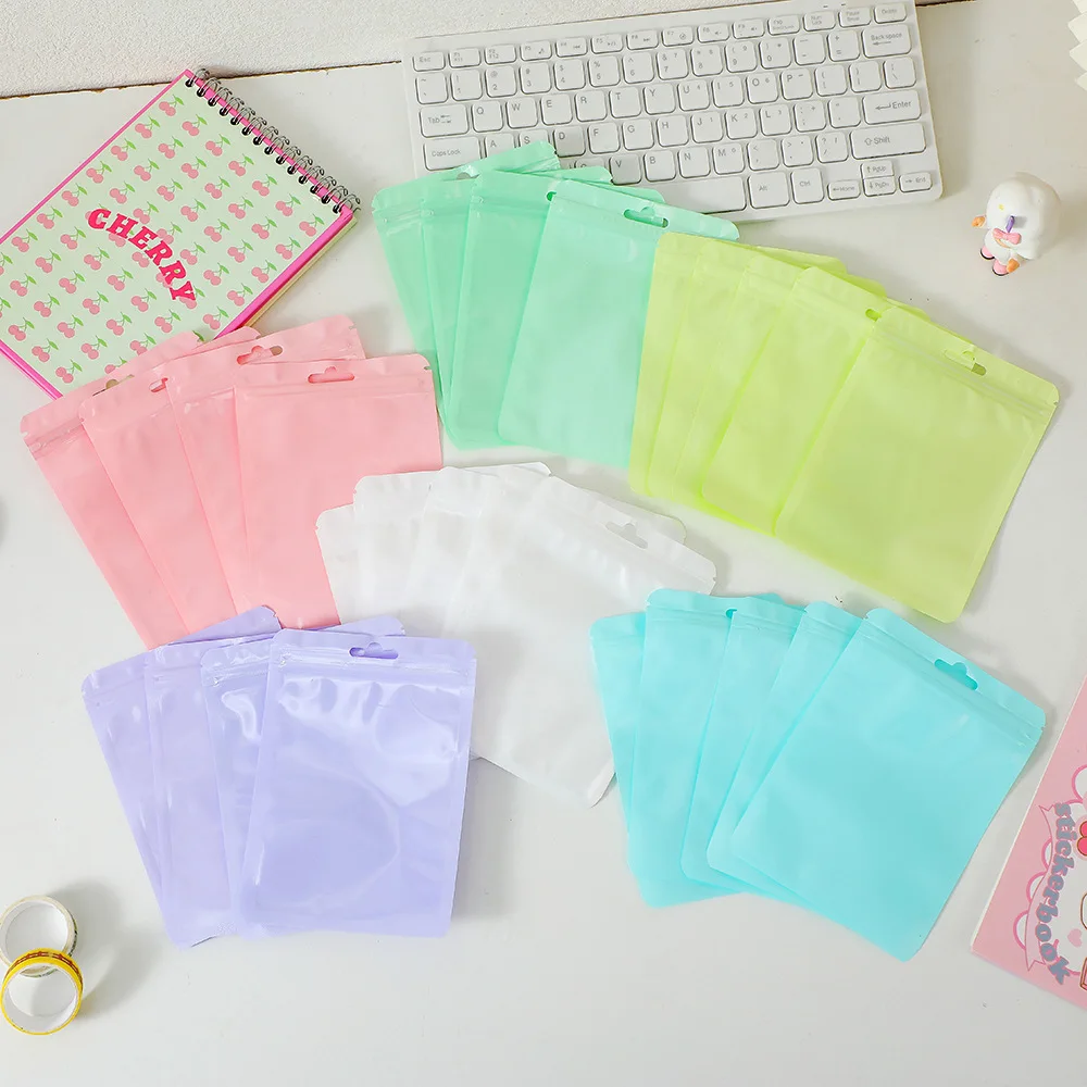 

Macarone Color Thickened Transparent Color Self sealing Bag Girl Makeup Brush Plastic Bag Photo Storage Sealed Packaging Bag