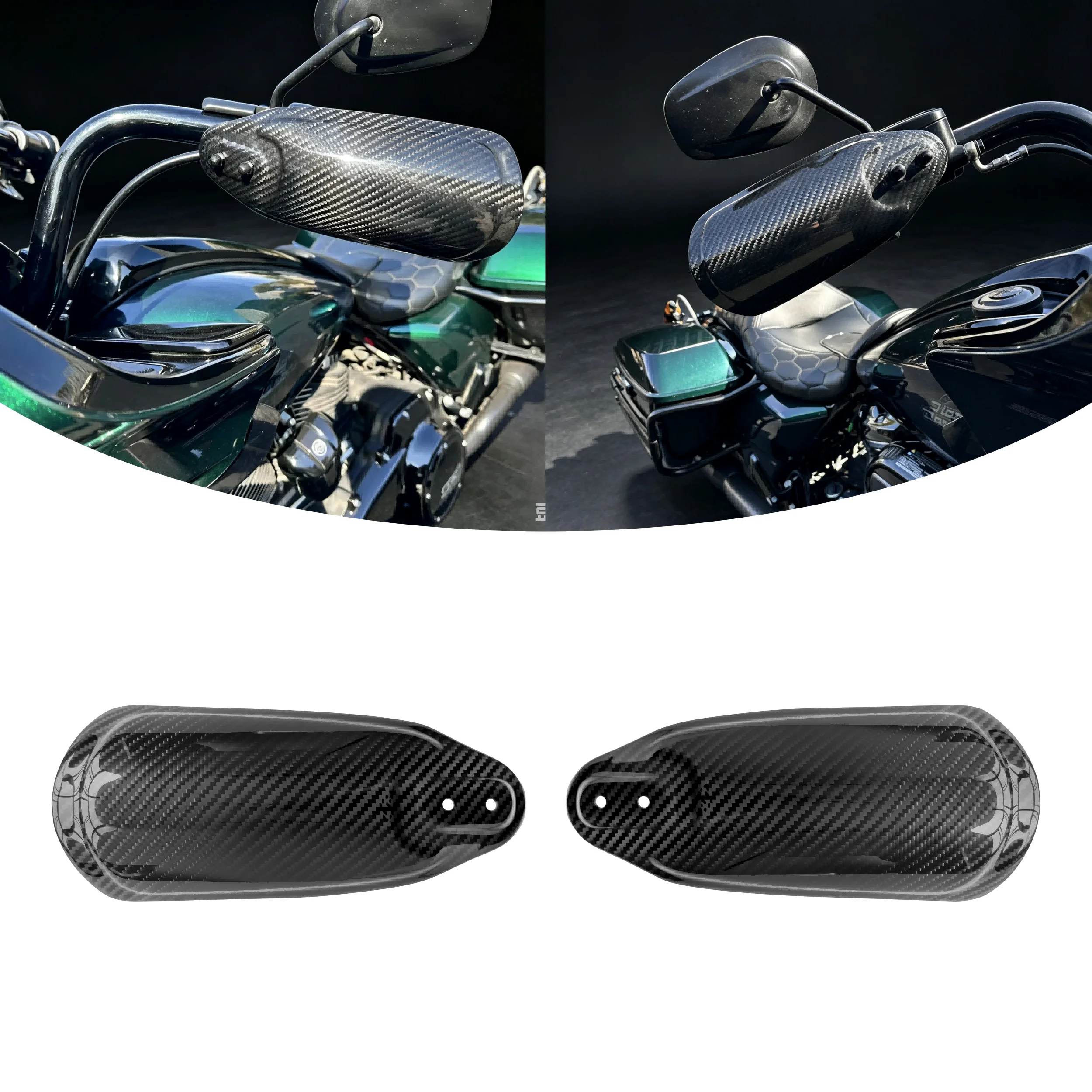 Motorcycle Performance 3K Real Carbon Fiber Hand Guard Wind Shield Handlebar Protector for Harley Softail Street Bob(FXBB) 18-20