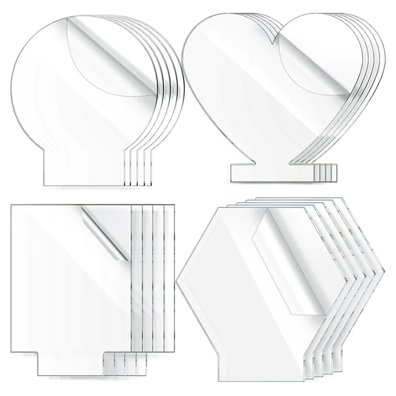 20 piezas espacios en blanco acrílicos de 2 Mm para Base de luz, hoja acrílica transparente fundida de plástico, letrero de Panel acrílico en blanco, reemplazo de 4 formas