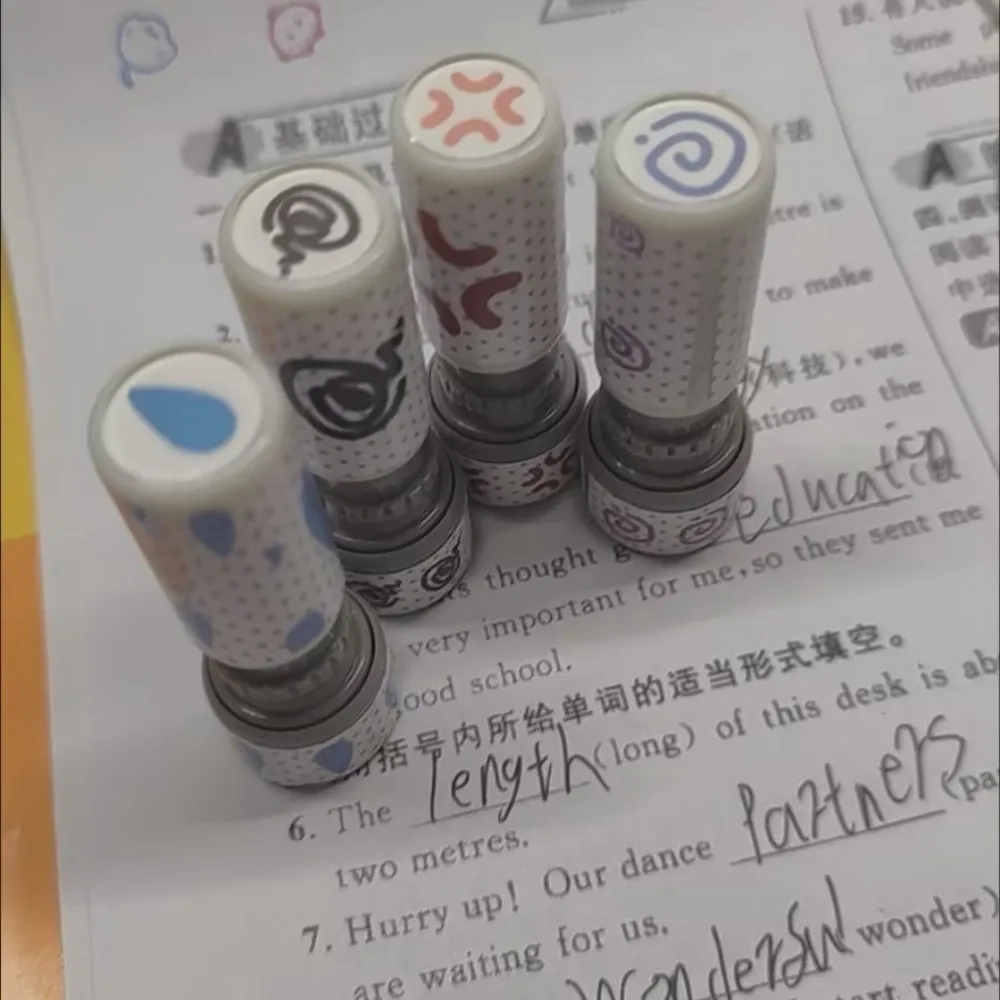 New Japanese Manga Mood Tracker Stamp Reusable Mini Hand Account Stamp Clock In Tool Creative Symbol Press Seal Scrapbooking