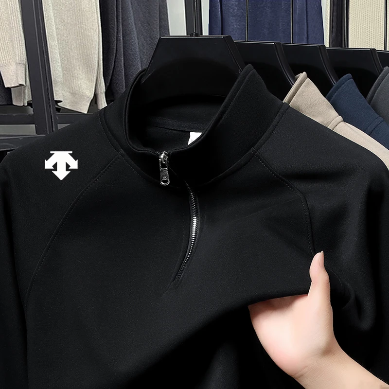 العلامة التجارية الفاخرة الجديدة للرجال نصف سستة الوقوف طوق هوديي المبيعات الساخنة الخريف طباعة تنفس كم طويل موضة ملابس رجالية غير رسمية #4