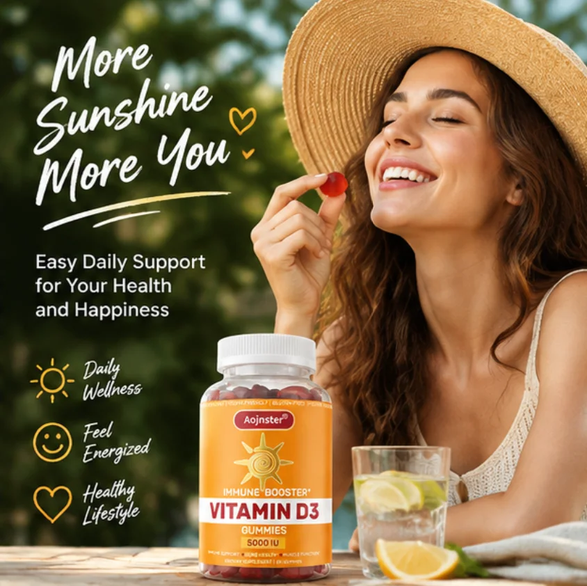 Vitamin D3 Gummies 5000IU Vegan Gluten Free Immune Booster Support Bone Health Muscle Function 60 Count