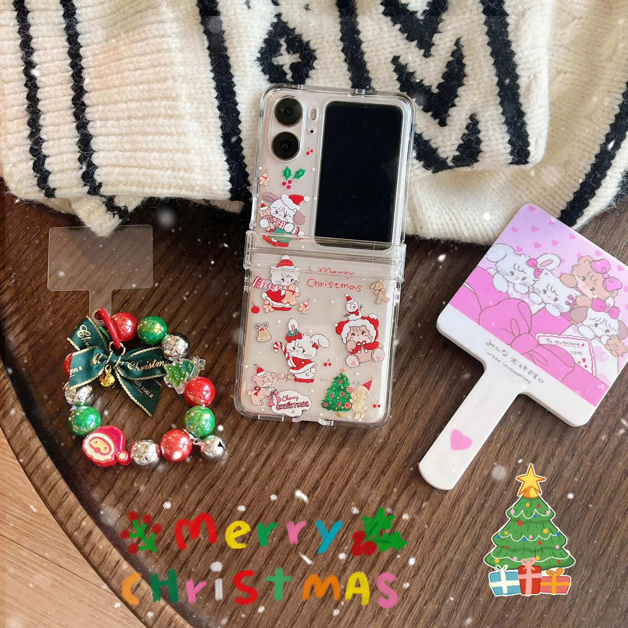 Ins cute merry Christmas gift pc hard crystal happy animal phone case for oppo find n2 n3 flip 5G n2flip n3flip n 2 3 cover