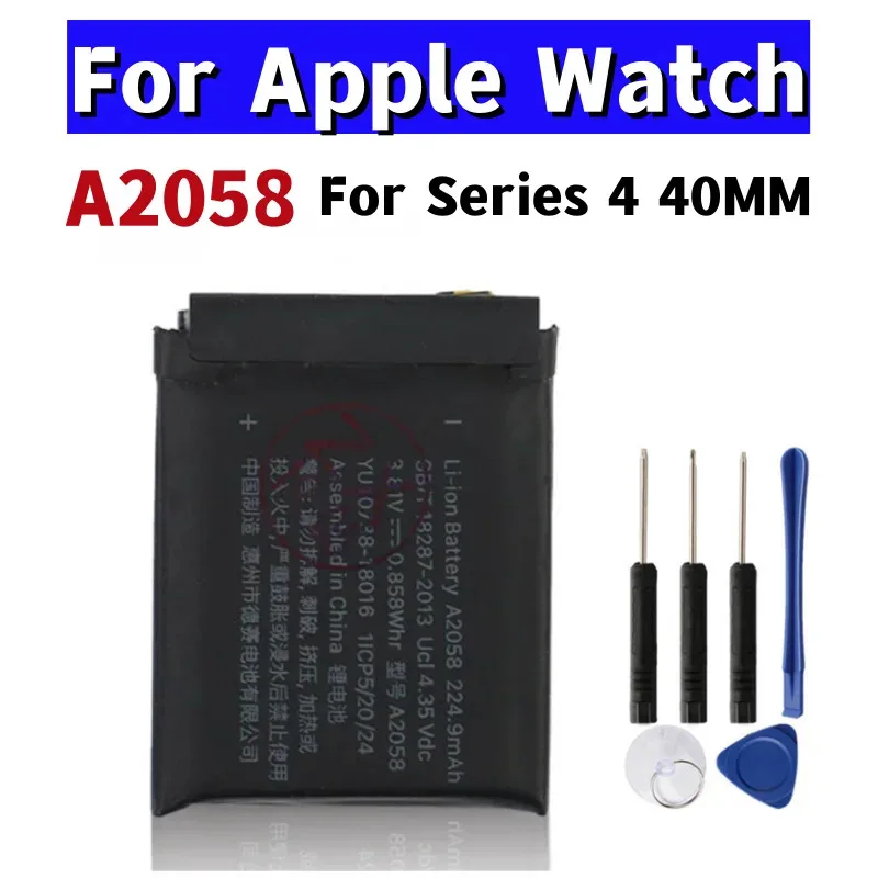 

Replacement Battery A2058 For Apple Watch Series 4 40mm 224.9mAh A2058 A1975 A1977 battery Tools