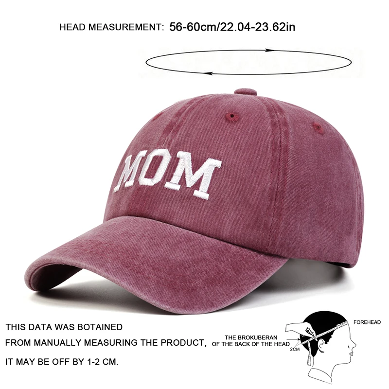 Unisex DAD MOM Letter Embroidery Wash Baseball Caps Spring and Autumn Outdoor Adjustable Casual Hats Sunscreen Hat