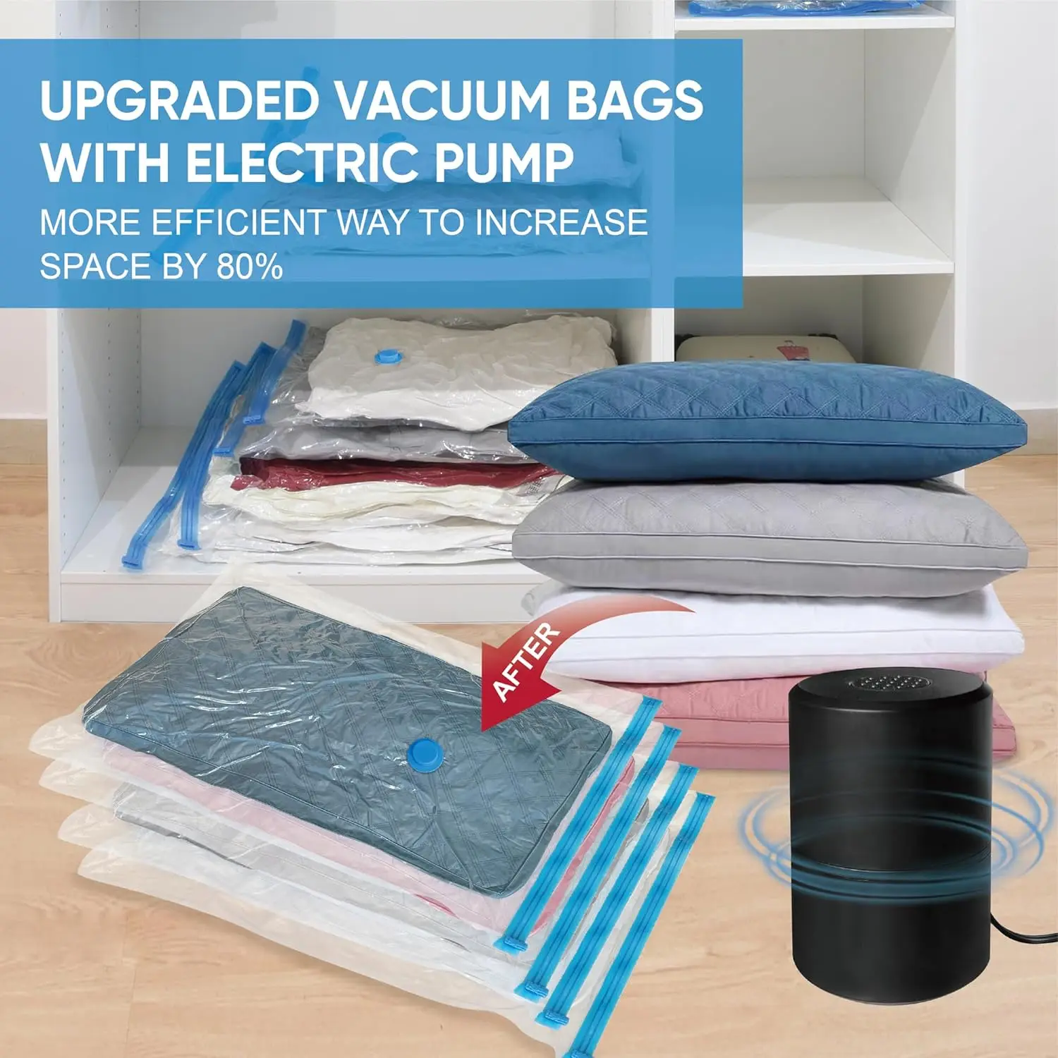 Vacuum Storage Bags with Electric Pump, 30 Combo Space Saver  Vacuum Seal Bags with Pump, Space Bags, Vacuum Sealer