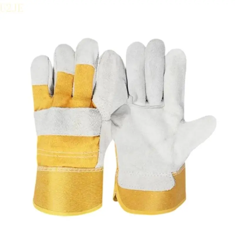 U2JE Comfortable Garden Gloves Wear Resistant Leather Work Gloves Safety Work Gloves