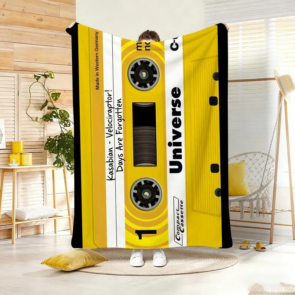 Retro Cassette Tape Throw Lightweight  Flannel Blanket Soft Skin-friendly for Summer Cooling