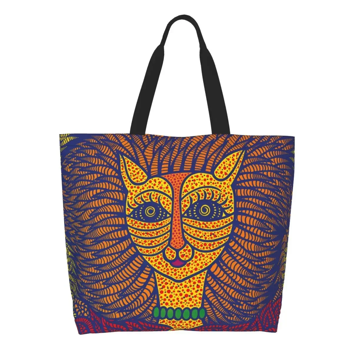 Yayoi Kusama Self-Portrait Grocery Tote Shopping Bags Women Abstract Art Canvas Shopper Shoulder Bag Large Capacity Handbag