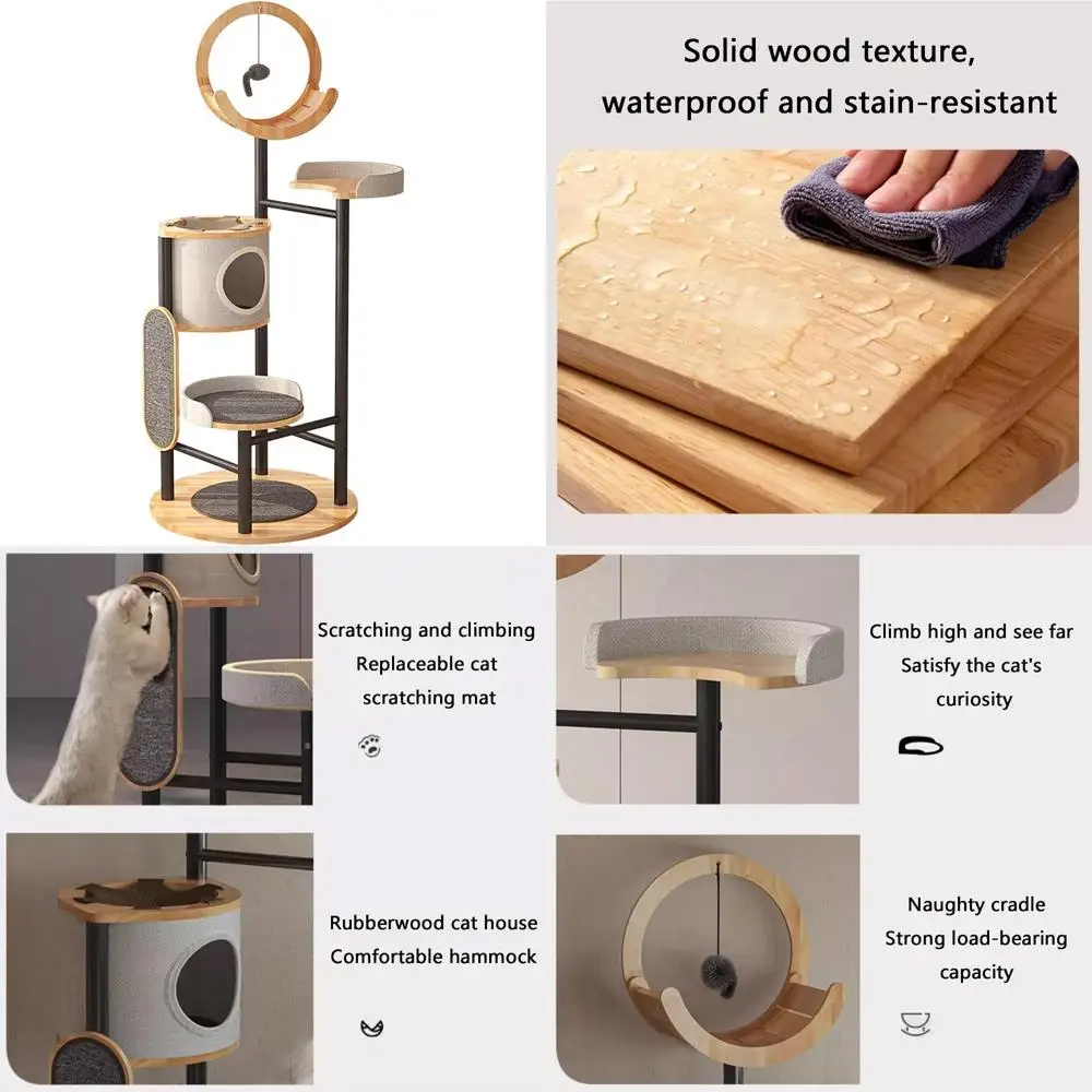 

Приподнятая узкая башня для кошачьего дерева, 66, многоуровневая мебель для кошек современного дизайна, компактная многофункциональная структура для лазания кошек