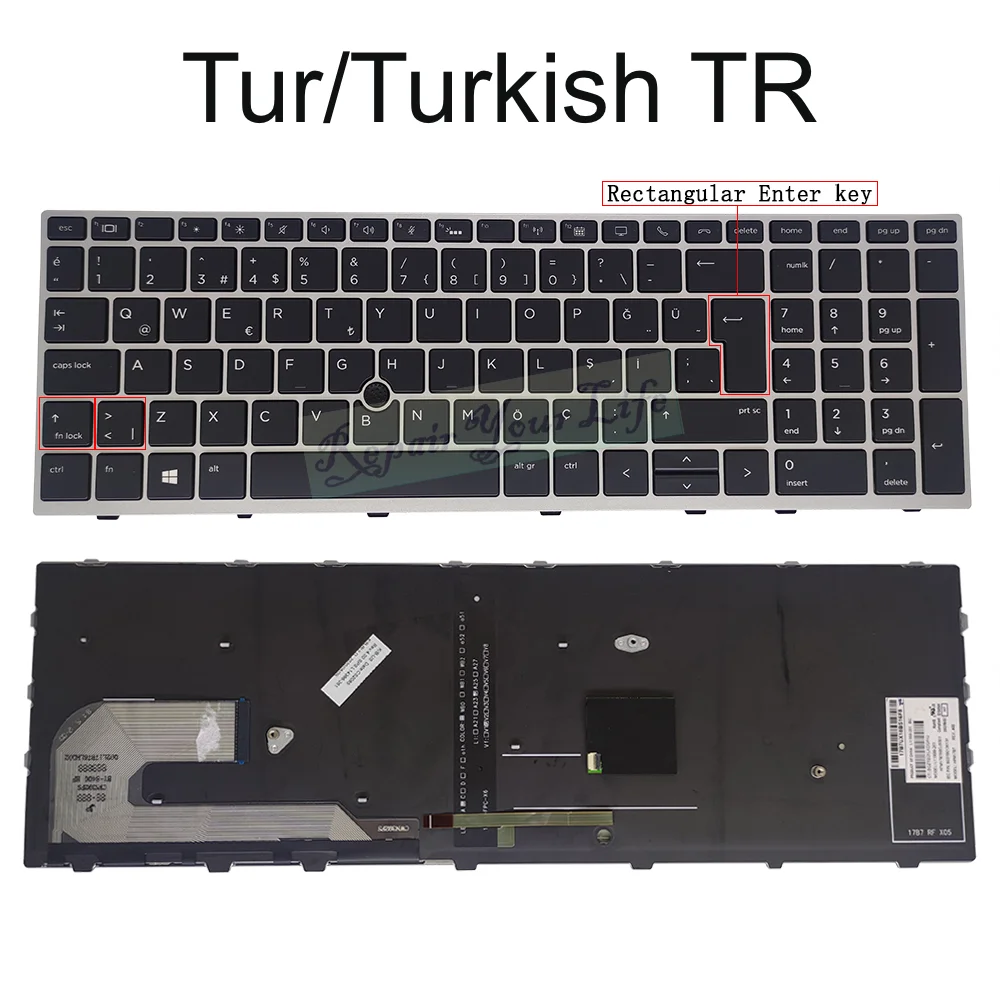 Imagem -06 - Teclado Retroiluminado Turco bg us hp Elitebook 755 g5 755 g6 850 g5 850 g6 Bul Iluminação do Teclado Inglês L11999 L12000