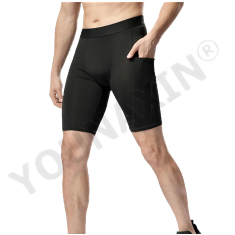 Men Leggings Base Layer Skinny Sports Shorts Gym Fitness Training Running Bottom Pants Tights Basketball Undershorts With Pocket