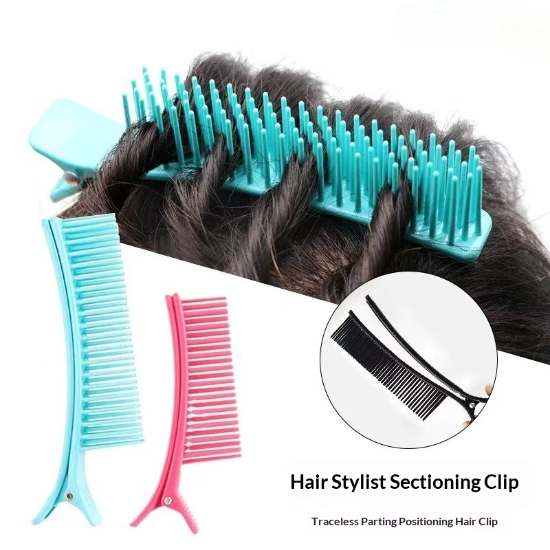 2Pcs Salon Hair Styling Clips Comb Set Wide Teeth Hairdressing Cutting Dying Professional Hair Layering Clip Barber Clips Tool