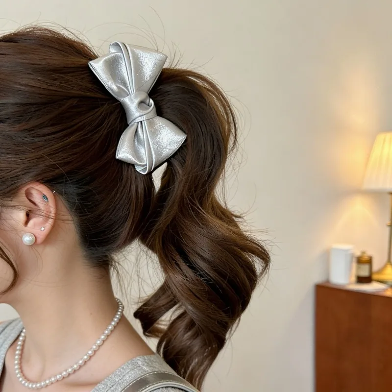 

Elegant Satin Bow Banana Hair Claw for Women High Ponytail Volume Enhancer Back of Head Hair Clip Lightweight Non Slip Daily Use