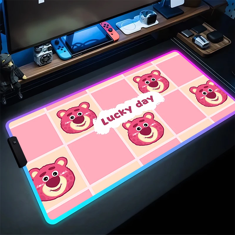 RGB Large Gaming Mouse Pad L-Lotso Laptop Mat Gaming Mousepad Backlit Keyboard Gamer Table Pads Cute Home Decor Girl style