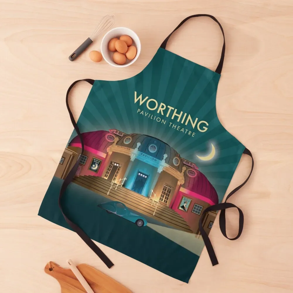 Worthing Pavilion Theatre at Night Apron Sexy Salon Kitchen Apras Man For Home Accessories Apron