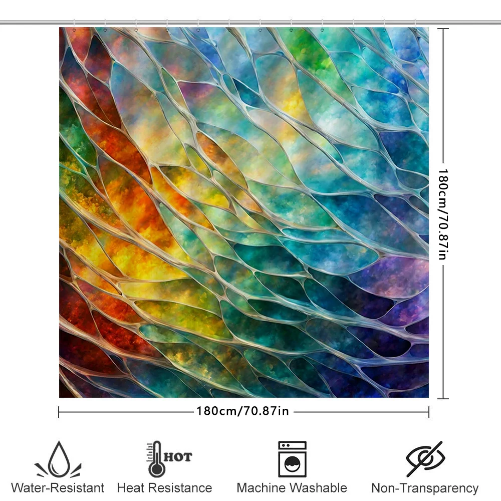 Multicolor Bath Shower Curtain Waterproof Rainbow Pattern Polyester Fabric Decorative Home Accessories