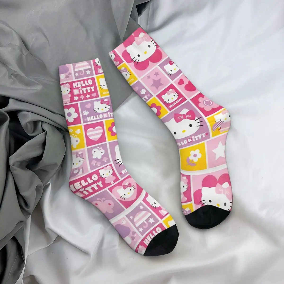 Hello Kitty Socks Winter Sanrio Stockings Funny Unisex Men High Quality Socks Custom Outdoor Anti-Slip Socks