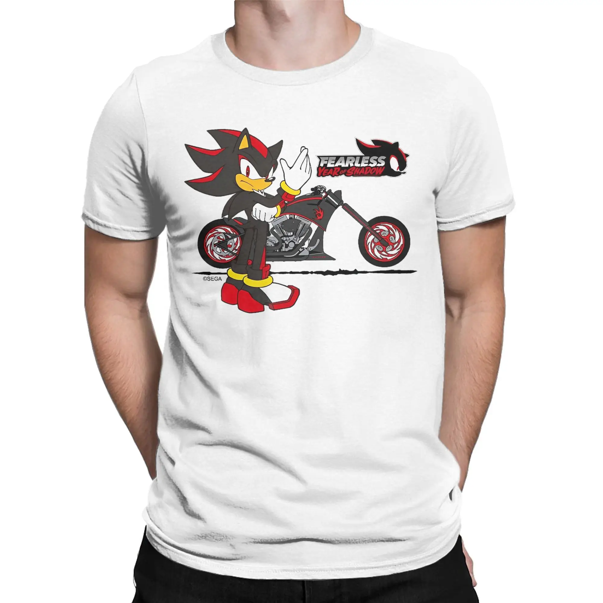 Men's S-Sonic Fearless Year of Shadow T Shirts Motorcycle Game Clothes Unique Short Sleeve Crew Neck Tees Plus Size T-Shirts