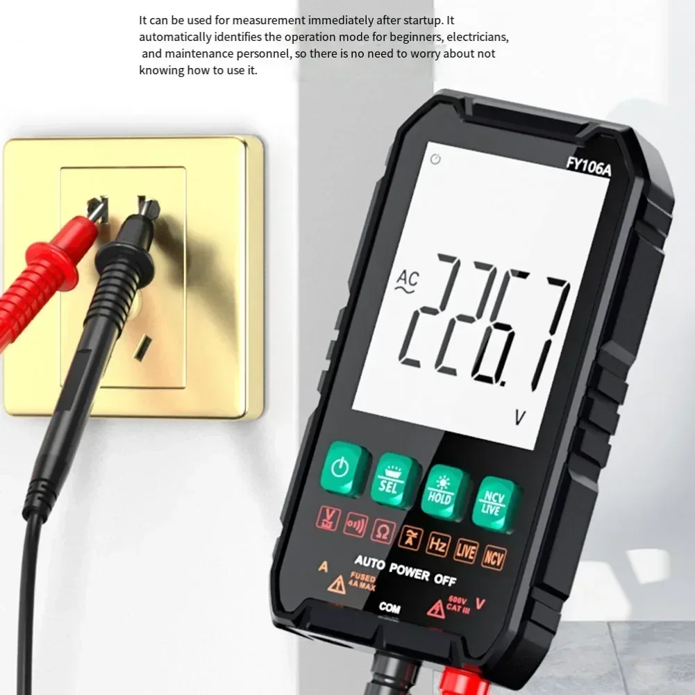 1PC FY106A Digital Multimeter 600V/4A True RMS Auto/Manual Range For AC/DC Voltage Current Resistance And Continuity Testing