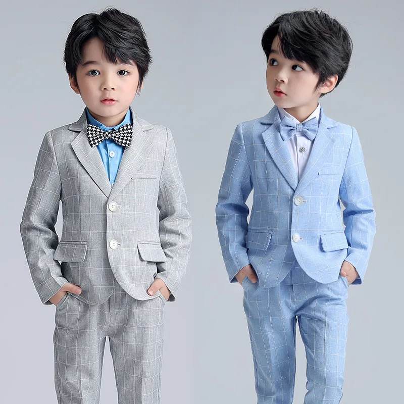Flower Boys Wedding Suit Child Party Performance Costume Kids Photography Graduation Suit Blazer+Pants 2Pcs Slim Ceremony Set