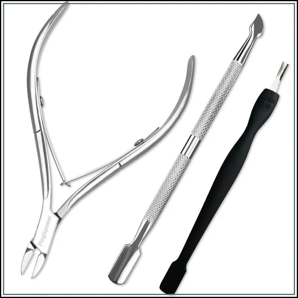 

3 PCS Cuticle Nippers Set with 2 Pushers, Stainless Steel Dead Skin Trimmer, Precision Manicure Pedicure Tools for Fingernails & Toenails, Home & Salon
