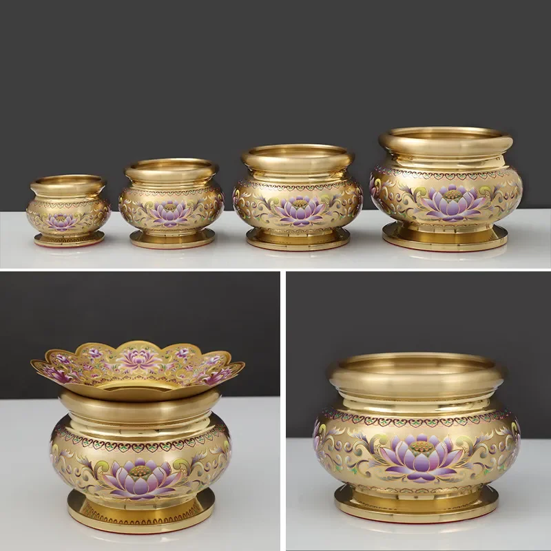 Brass Lotus Incense Burner for Home Buddhist Hall Decoration Traditional Offering Holder Ornament for Stick Cone Incense