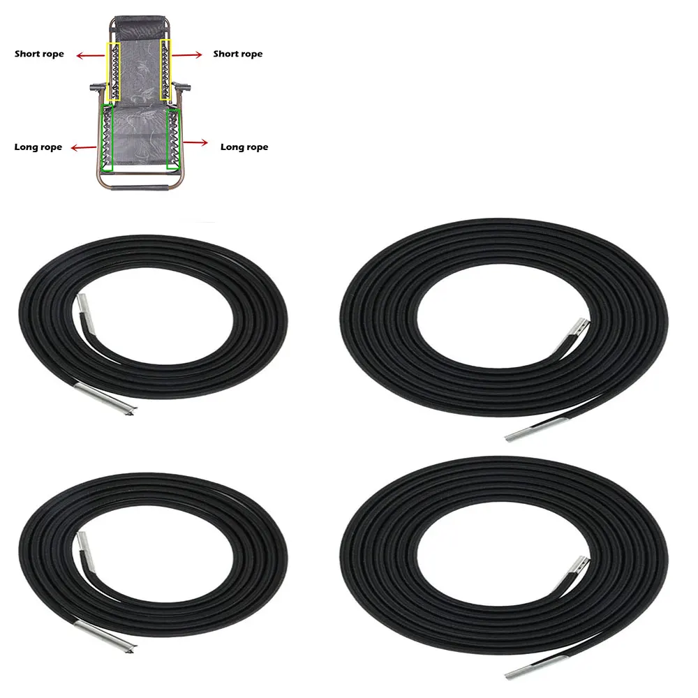 4Pcs 4.6 and 7.2ft Elastic Cord Folding Chair Reinforcement Replacement Bungee Rope Recliner Laces Repair Tool