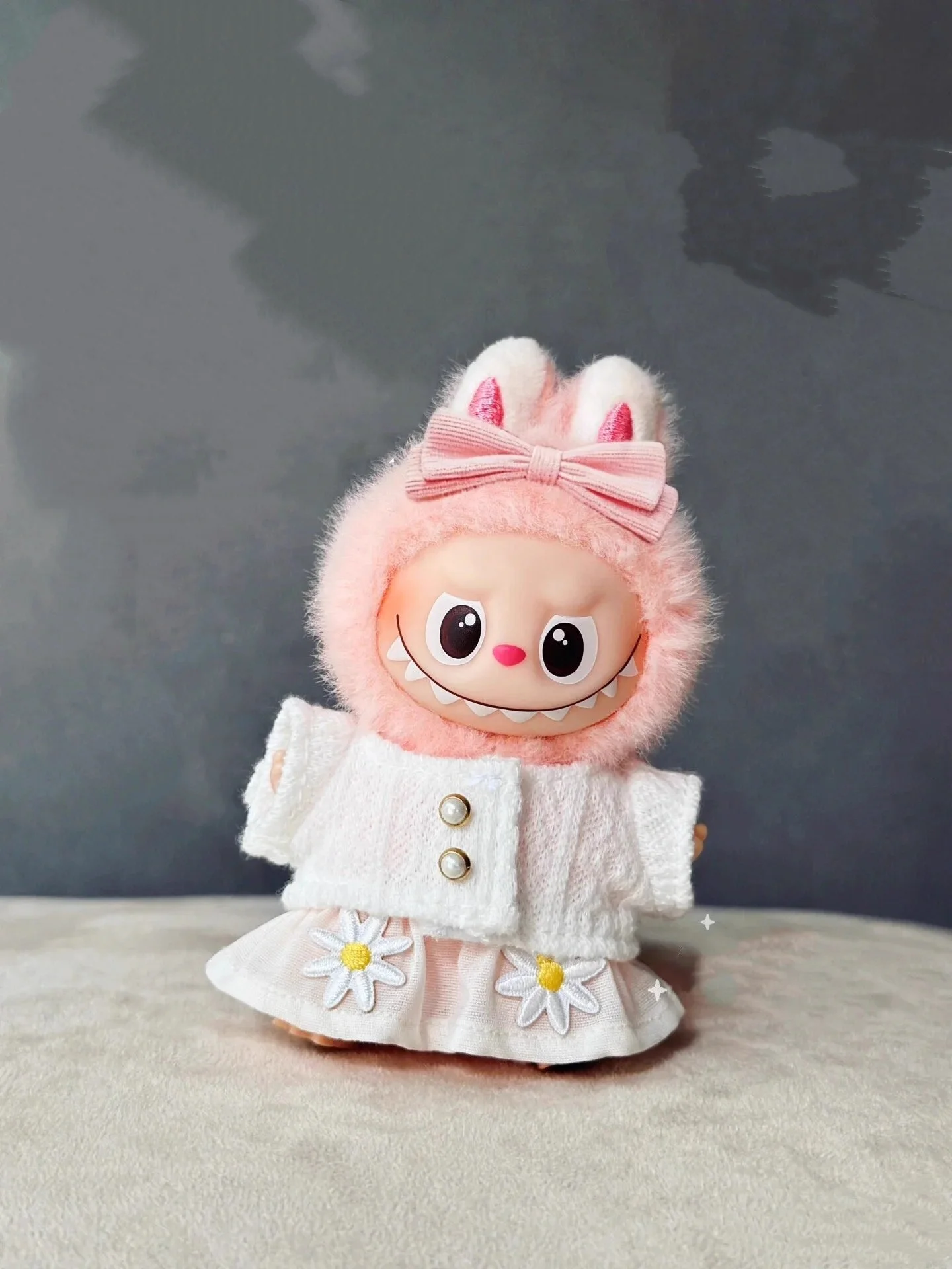 (الملابس فقط) معطف الدمية بكلمة مرور على شكل قلب من labubu 4.0 معطف الدمية نفسه للحفلات من فراء Mokoko #2