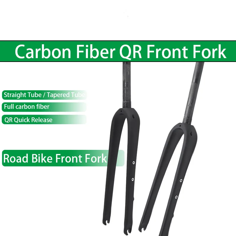

Full Carbon Gravel Fork Straight Tapered Steerer No Logo Flat Mount Disc Brake Quick Release Semi Internal Routing for Bicycle