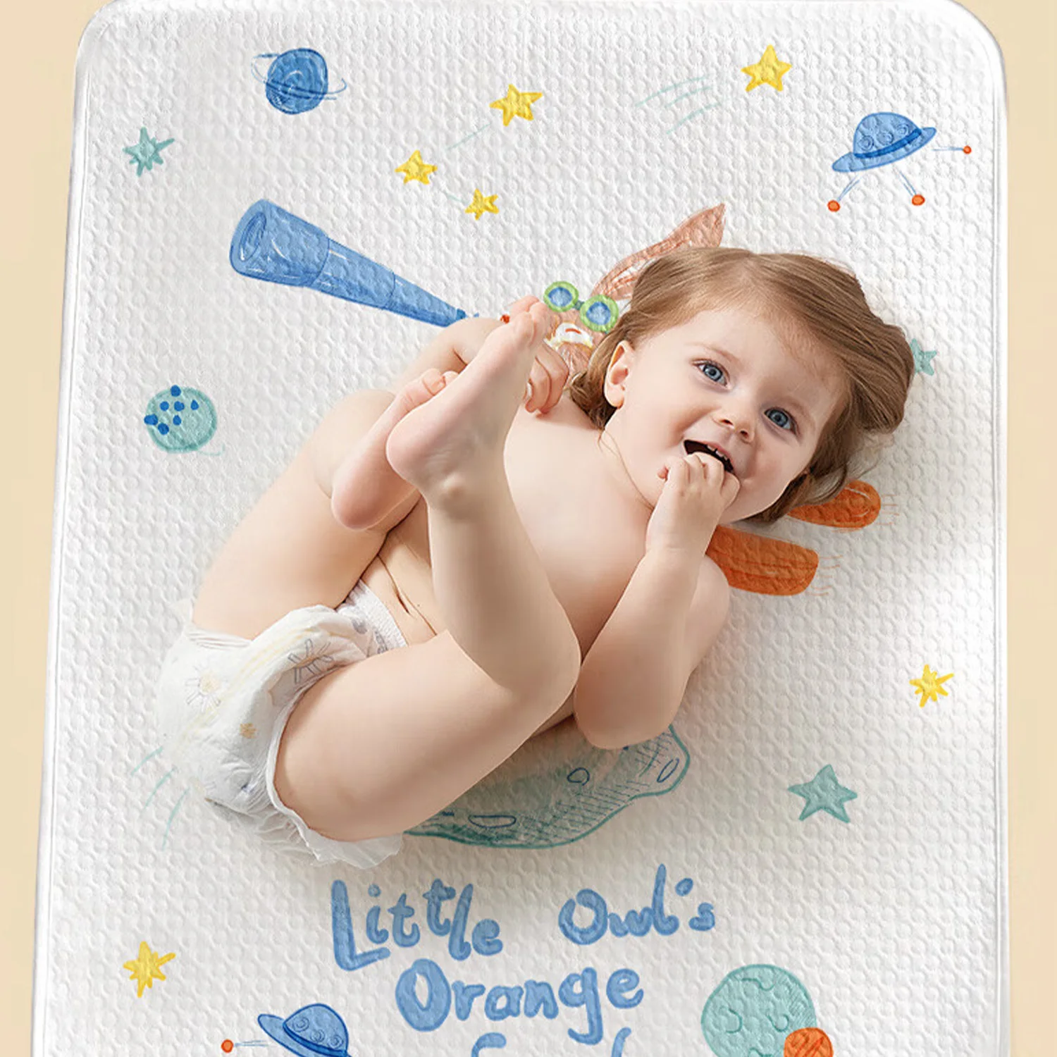 Morbido e traspirante Pannolino per bambini Antibatterico con motivi adorabili Lenzuolo per culla 80x100 cm - Planet Bunny