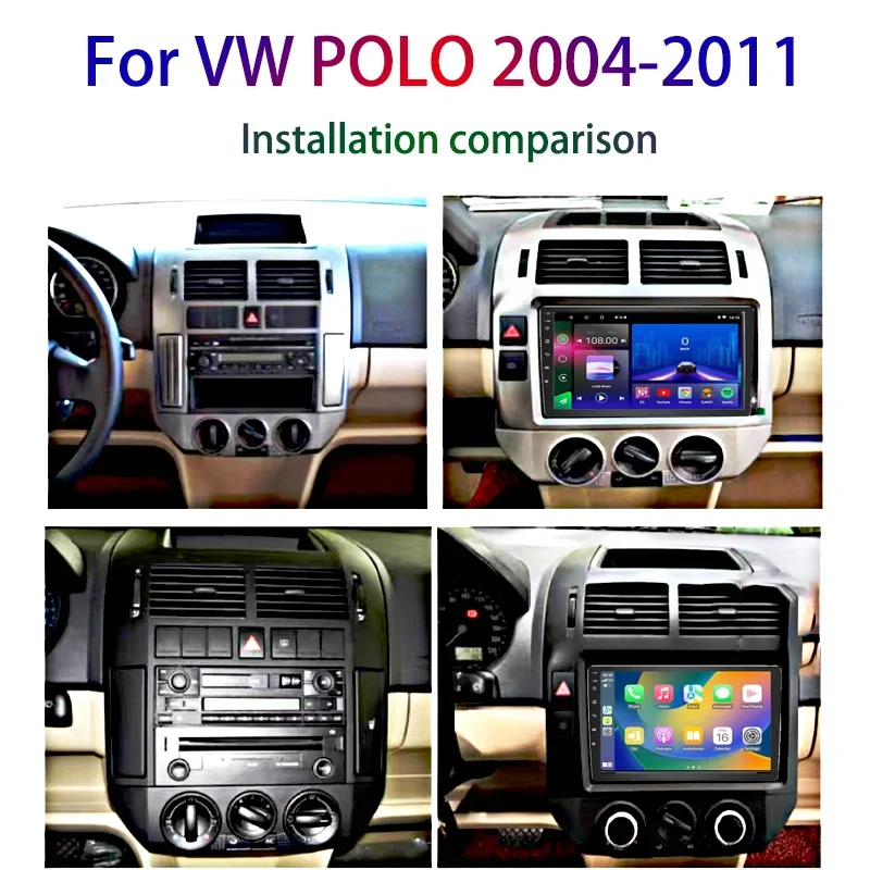 For VW Polo 2004-2011 Android 13 Car Radio GPS Navigation Carpet Wireless Multimedia Video Player No Canbus