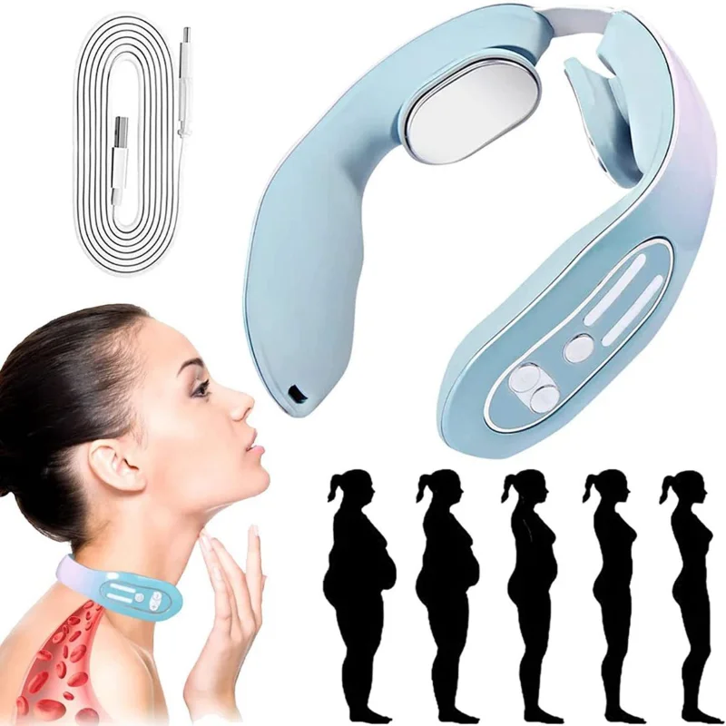 Portable Cervical Spine Massager EMS Neck Acupoints Lymphvity Massager Device, Lymphatic Drainage Machine Pain Relief