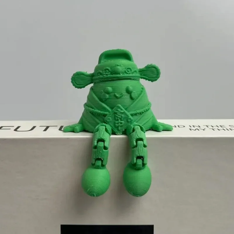 Articulated Lucky God Figurine, Cute Fortune Deity Ornament with Movable Joints, Decorative Collectible Statue for Home Desk She