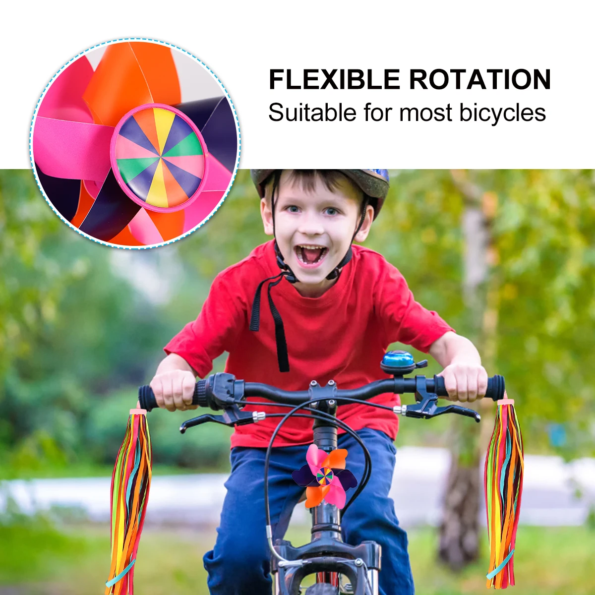 

1pcs Pink Windmill Blue Streamer Red Bell Colorful Streamer Plastic Windmill Bike Decor Children Scooter Accessories Bright