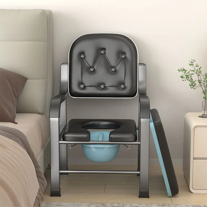 Portable Toilet Chair, Sturdy Mobile Commode for Elderly Adults Pregnant Women, Home Use, Easy to Move and Clean