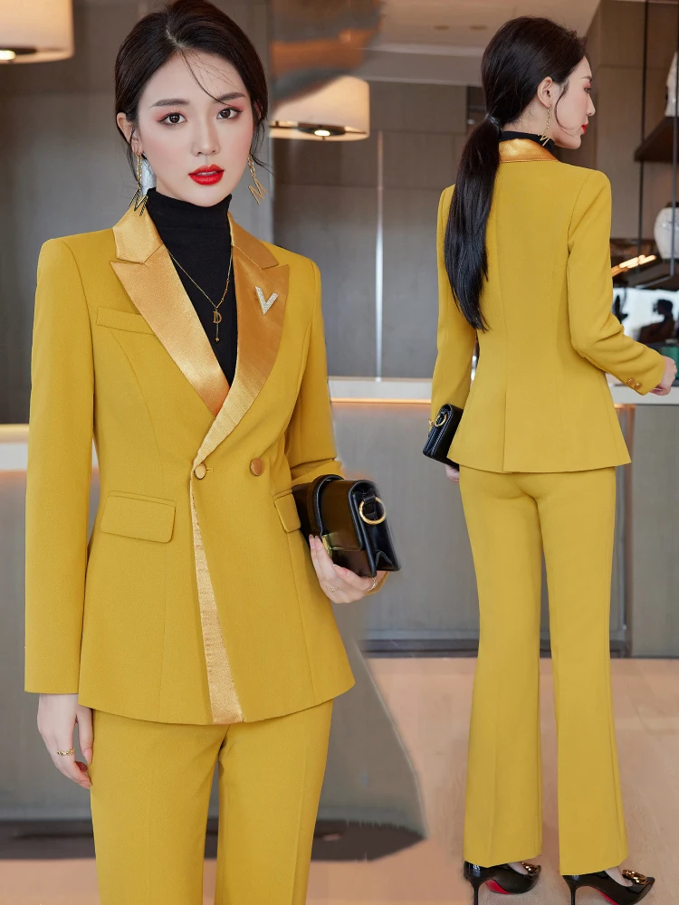 

Two Pieces Set Size Formal Work Career Blazer Coat With Pant Set Suit 2024 New Women Pant Suit