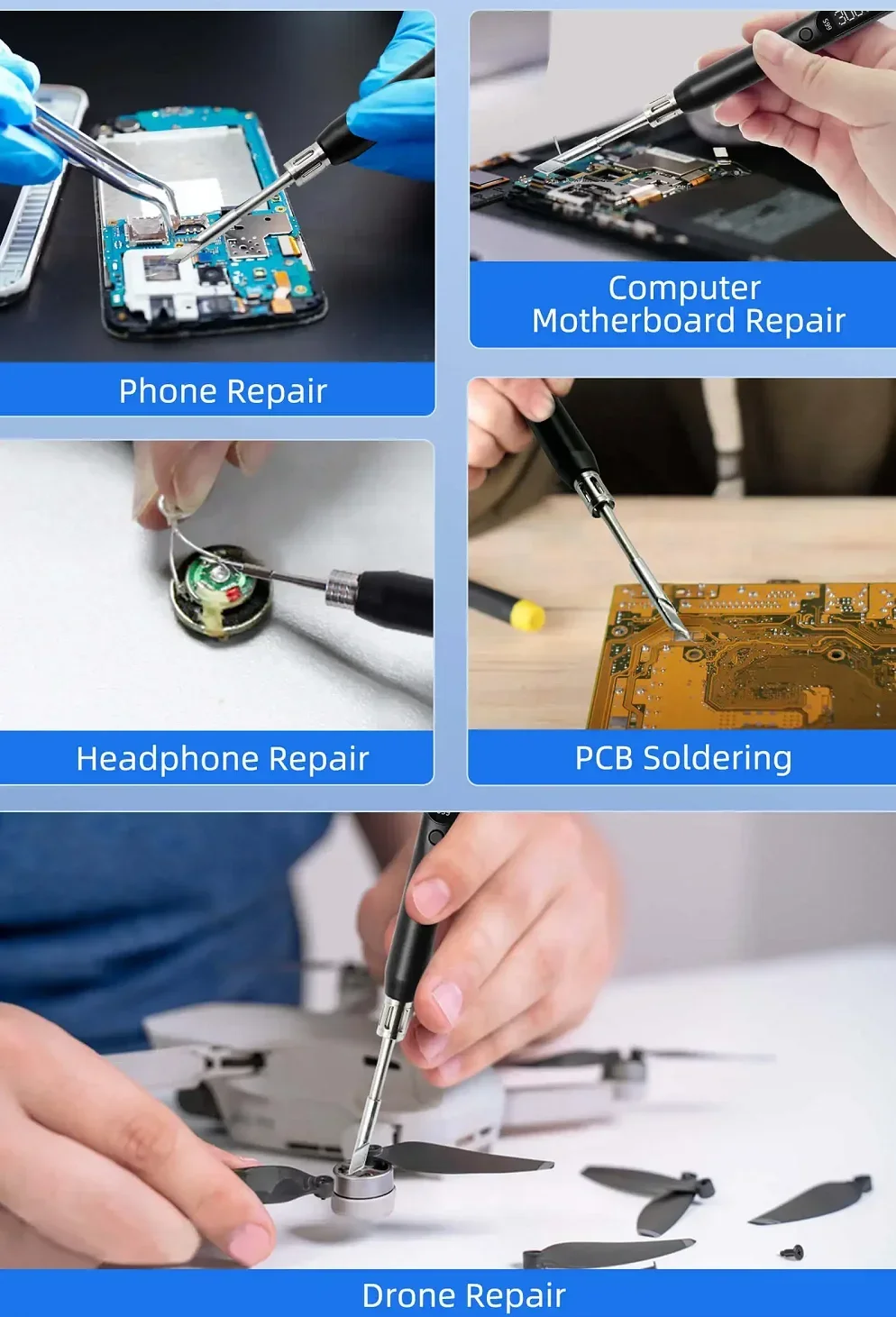Saldatore elettrico portatile S99 S60 con kit adattatore compatibile con punta C245 C210 per strumenti di riparazione penna per saldatura PCB telefono