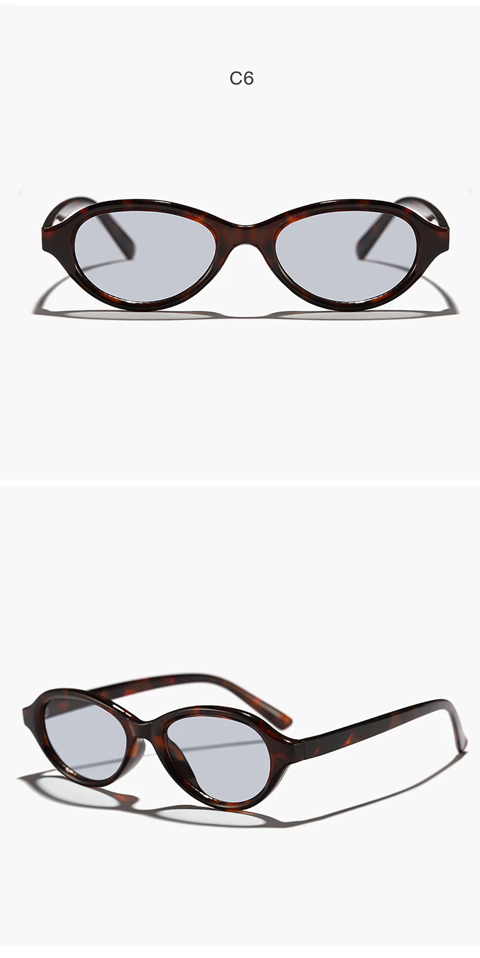 JNPCXI Neue Retro Ovale Sonnenbrille Damen Mode-Sonnenbrillen UV400 Herren Trendige Leopardenmuster Schwarze Verlaufsgläser – Detail 14