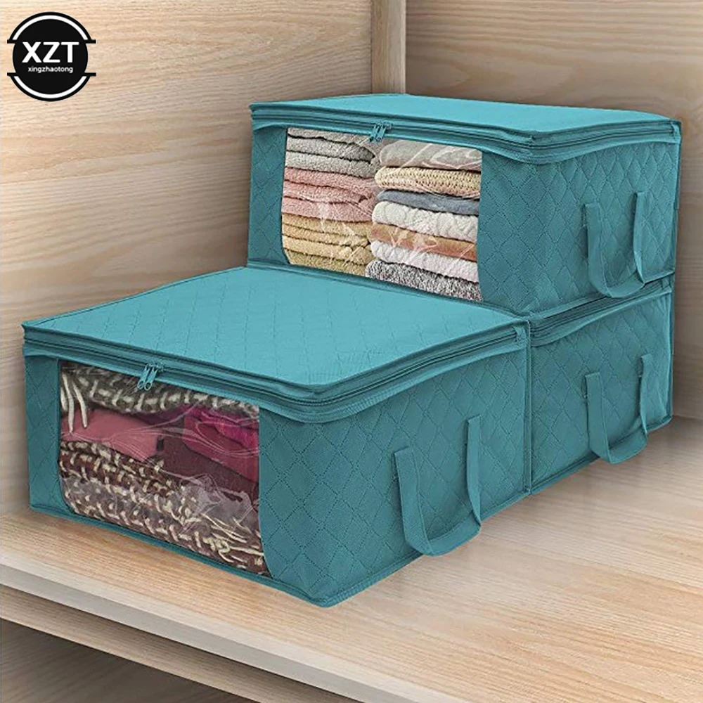 1PCS Folding Storage Box Fashion Clothes Collecting Case Non Woven Fabric With Zipper Moisture-proof Quilt Storage Box Hot Sale